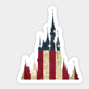 American Flag Magic Castle Silhouette Sticker